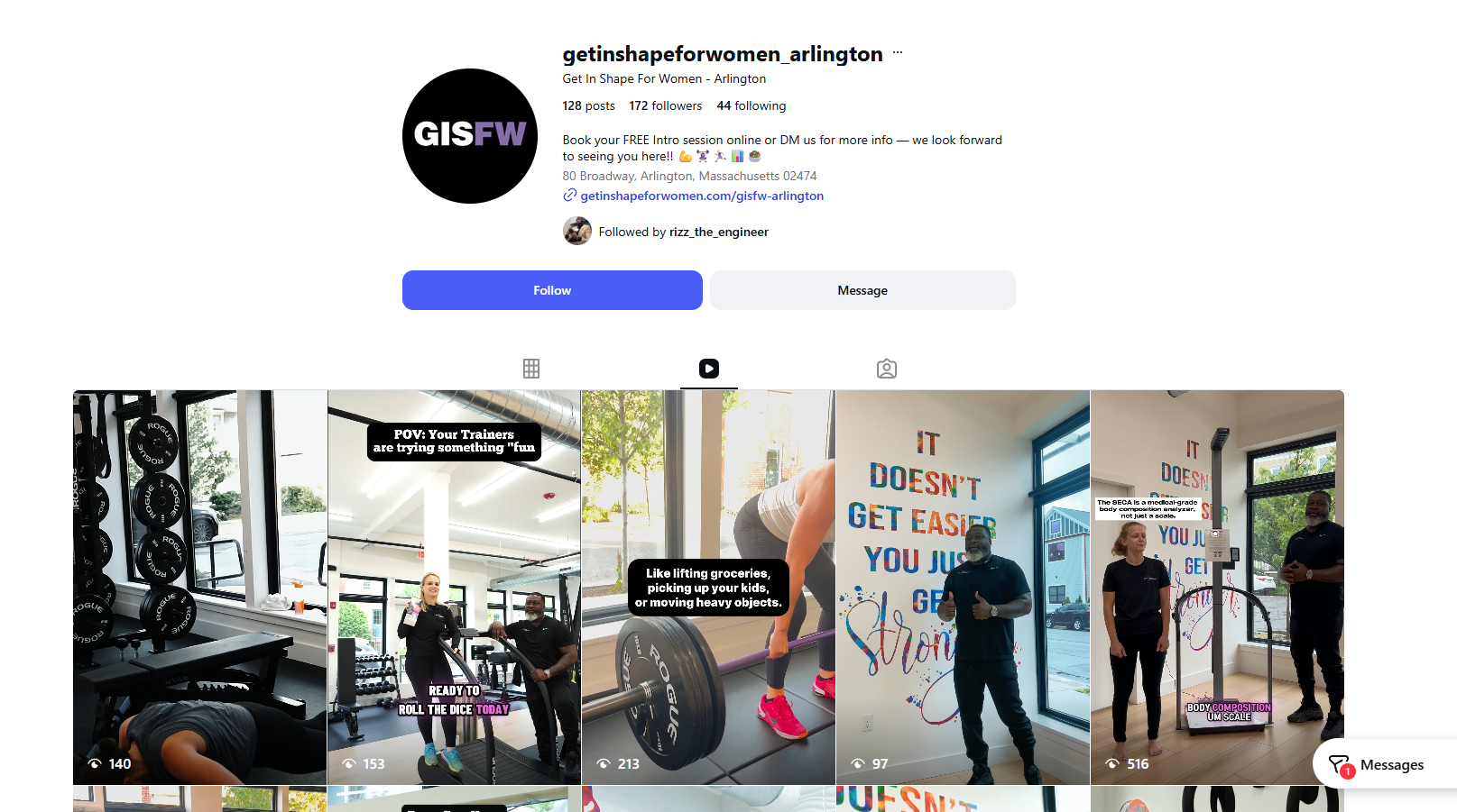 Get In Shape For Women - Arlington Instagram